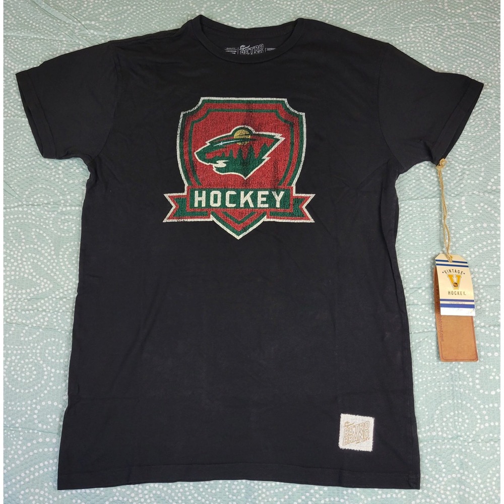 Retro Brand Minnesota Wild Hockey T Shirt Women Medium Black NHL NWT USA